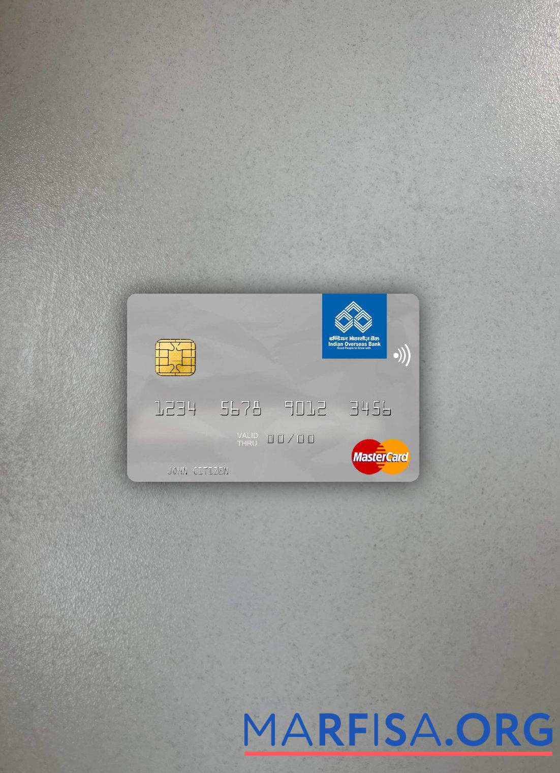 Blank India Indian Overseas Bank mastercard photolook front template